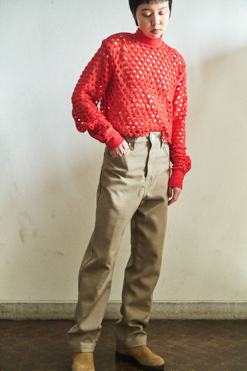 wool oxford out pocket pants / white × black – unlike.