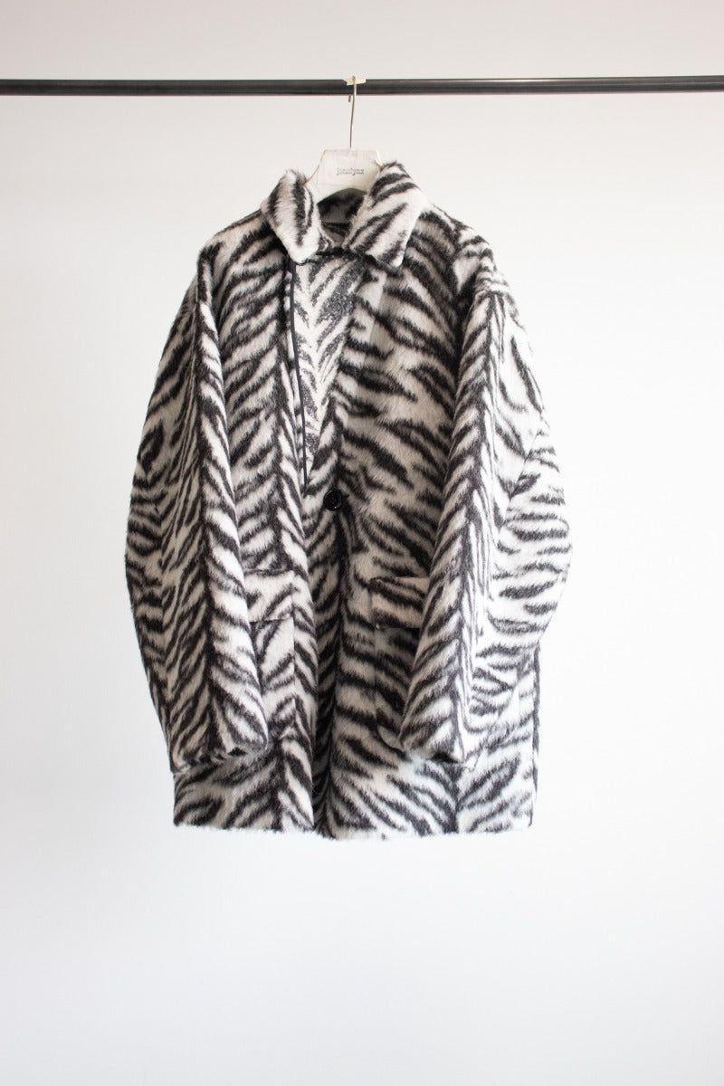 wool alpaca zebra coat