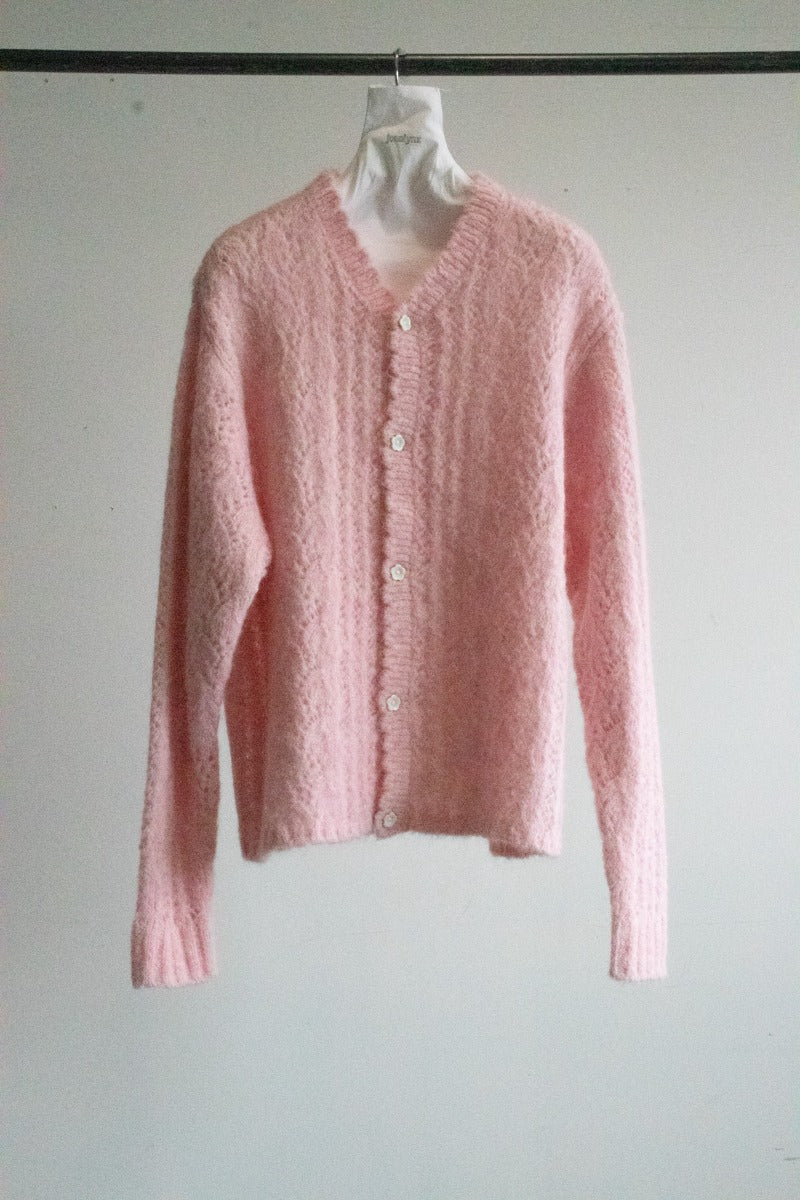 mohair sukashi knit cardigan