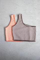 【COMING SOON】block check one shoulder tank