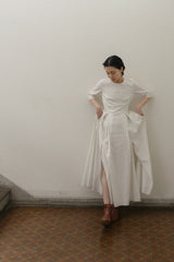 stripe cotton × linen dress