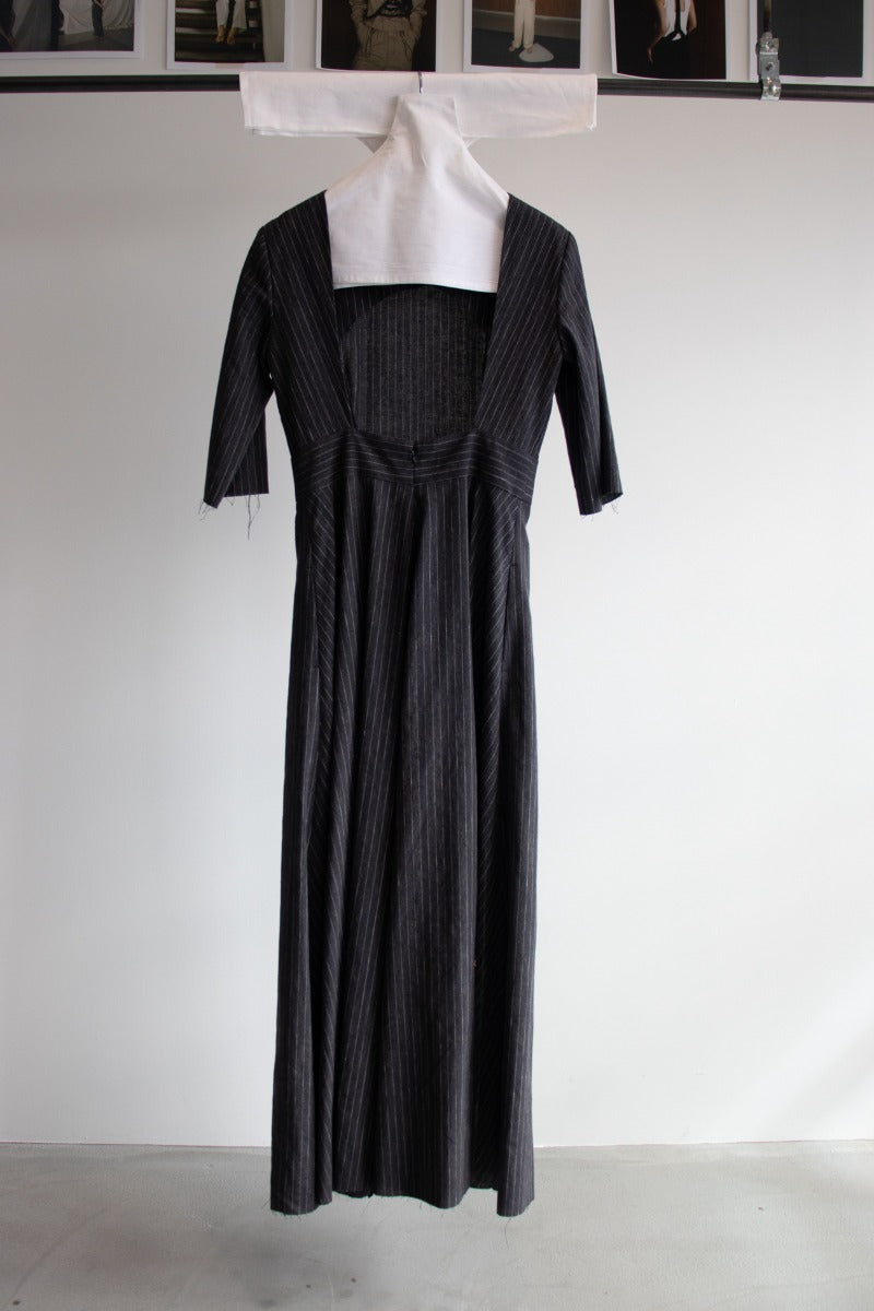 stripe cotton × linen dress