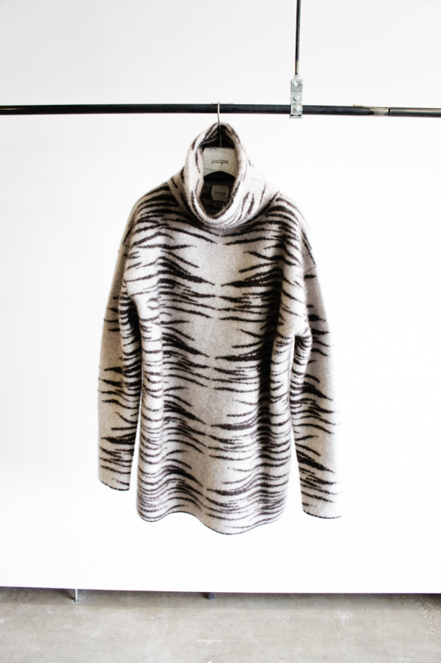 zebra high-neck pullover
