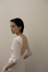 stripe cotton × linen dress