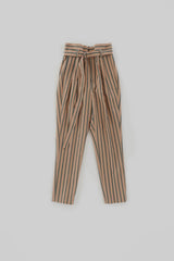 cotton linen dobby high waist pants